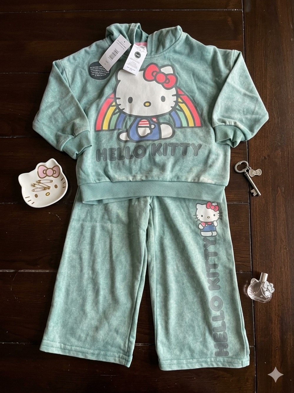 NWT Hello Kitty Toddler Girls Hoodie Wide Leg Pants 2pc Matching Set 2T